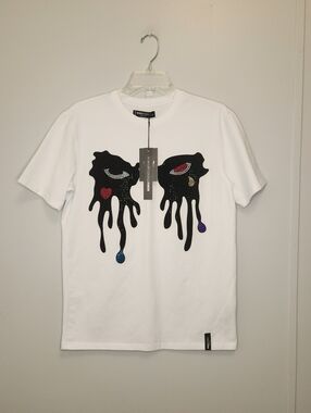 Roku Studios White Graphic Drip Eyes Tee Size Small